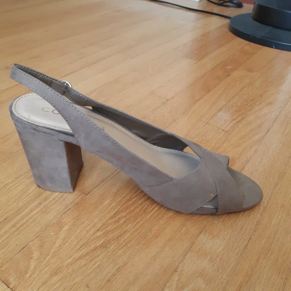 Beige Suede Heels - Picture 7 of 9